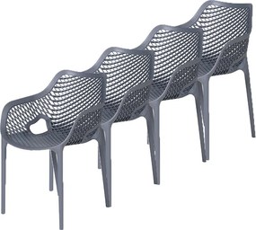 Garden Impressions Air XL kunststof tuinstoel - donker grijs - 4 stuks