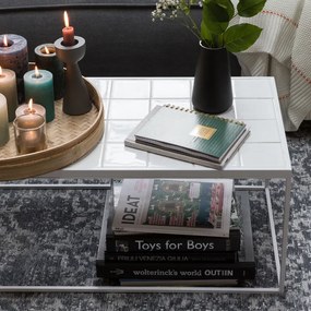 Zuiver Glazed Salontafel Met Keramische Tegels Wit - 93 X 43cm.