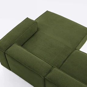 Kave Home Blok Moderne Hoekbank 300 Cm Ribstof Groen Chaise Longue Rechts