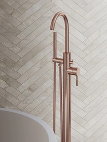 Saniclear Copper Stripes vrijstaande badkraan geborsteld koper
