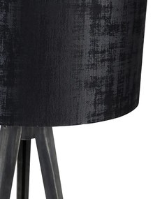 Vloerlamp tripod zwart met kap zwart 50 cm - Tripod Classic Modern E27 rond Binnenverlichting Lamp