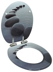 vidaXL Toiletbril met soft-close deksel stenen MDF
