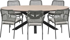 Garden Impressions Natas tuinset grijs 7-delig - Tulli tuintafel ovaal 220x115 cm
