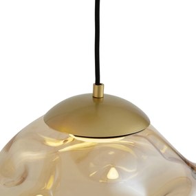 Hotel Chique hanglamp messing met amber glas 5-lichts - Gus