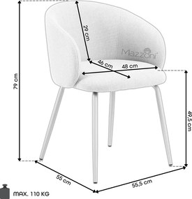 CLARA Beige (Basel 24 stof)/beige poten - MODERNE GESTOFFEERDE KUIPSTOEL VOOR WOONKAMER/EETKAMER/KANTOOR LOFT