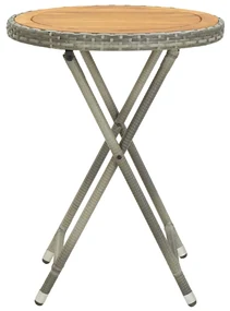 vidaXL Theetafel 60 cm poly rattan en massief acaciahout grijs
