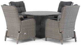 Tuinset Ronde Tuintafel 4 personen 120 cm Wicker Grijs  Garden Collections Kingston/Graniet