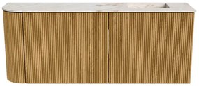 Mondiaz Joya DLux 100cm toiletmeubel ronding links oak met wastafel faye rechts zonder kraangat frappe