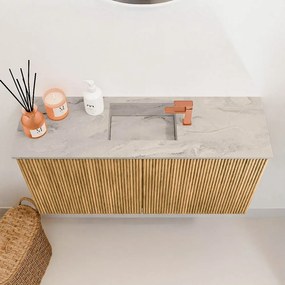 Mondiaz Joya DLux 80cm toiletmeubel oak met wastafel faye midden 1 kraangat glace