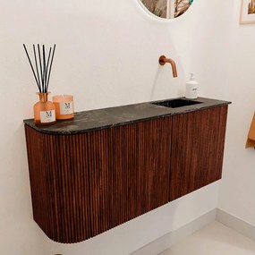 Mondiaz Joya DLux 90cm toiletmeubel ronding links ruby met wastafel faye rechts zonder kraangat lava