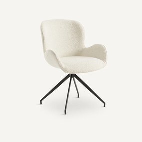 Draaiende tafelfauteuil, bouclé stof, Asyar