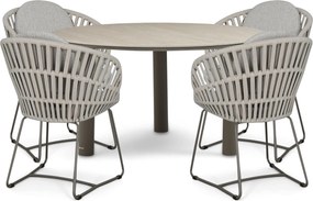Tuinset Ronde Tuintafel 4 personen 140 cm Rope Taupe Santika Furniture Santika