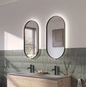 Ben Vita ovale spiegel met LED verlichting en anti-condens 40x80 cm Mat Zwart