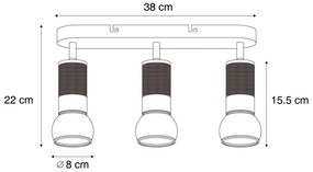 Afgeronde plafondSpot / Opbouwspot / Plafondspot donker brons 3-lichts draai- en kantelbaar - Veerle Modern GU10 ovaal Binnenverlichting Lamp
