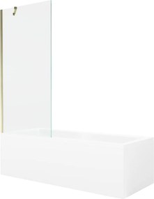 Mexen Cubik rechthoekig bad 160 x 70 cm met ombouw en 1-delige scherm 80 cm, transparant, goud - 550316070X9508000050