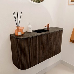 Mondiaz Joya DLux 85cm toiletmeubel ronding links/rechts walnut met wastafel faye midden 1 kraangat lava