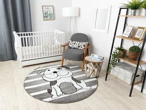 Tapijt PETIT PUPPY HOND HONDJE  ROND grijskleuring