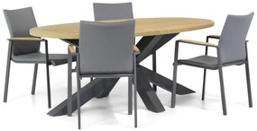 Tuinset 4 personen 200 cm Aluminium/textileen Grijs Lifestyle Garden Furniture Brandon/Brookline