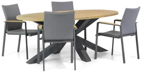 Tuinset 4 personen 200 cm Aluminium/textileen Grijs Lifestyle Garden Furniture Brandon/Brookline