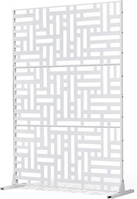 VEVOR Screen, 120x50,8x193 cm, vrijstaande buitenwand met standaard, privacyscherm, scheidingswand, kamerverdeler, decoratieve stalen kamerverdeler voor balkon, terras, binnen, whirlpool, wit