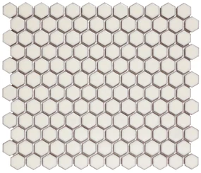 The Mosaic Factory Barcelona mini hexagon mozaïek tegels 26x30 zacht wit met rand