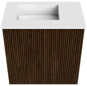 Mondiaz Joya 40cm toiletmeubel walnut met wastafel faye links 1 kraangat talc