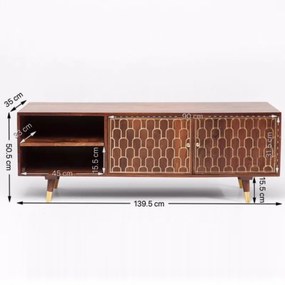 Kare Design Muskat Mangohouten Tv-meubel Goud - 140x35x50cm.