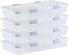 VEVOR Onderbed Opbergbox 4 Stuks Oprolbaar (805 x 396 x 175 mm) Onderbedcontainer met deksel en grijze sluiting, Opbergbox Organizer voor Kleding, Schoenen, Dekens, Slaapkamer