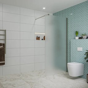 Fortifura Galeria inloopdouche - 100x200cm - mat glas - wandarm - Geborsteld Gunmetal PVD SW797927/SW797907