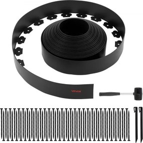 VEVOR Gazonrand, 20 m x 10 cm, Kunststof Tuinrand met 60 Punten &amp; 2 Grondpennen, Perkrand, Landschapsrand, Perkrand, Hekranden voor Bloemperken &amp; Tuinbestrating