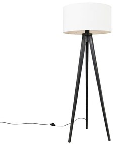 Vloerlamp tripod zwart met kap wit 50 cm - Tripod Classic Modern E27 rond Binnenverlichting Lamp