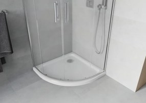 Mexen Rio halfklassieke douchecabine 80 x 80 cm, matglas, chroom + Flat douchebak, wit - 863-080-080-01-30-4110