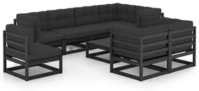 vidaXL 9-delige Loungeset met kussens massief grenenhout