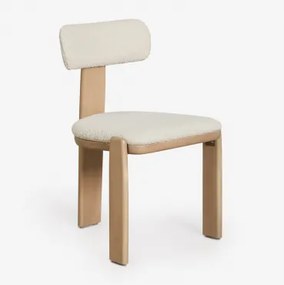 Pack Van 2 Eetkamerstoelen Van Acaciahout En Bekleed Met Malta Bouclé Stof Lichte Acaciekleur - Sklum