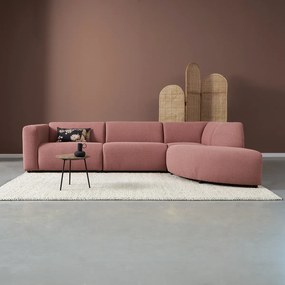 Hoekbank Met Rond Element Rechts Terracotta Roze