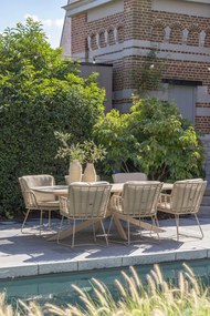 4 Seasons Outdoor Fabrice tuinset latte met Prado tafel met keramisch blad in barrelvorm 240 x 105 cm SALE Tuinset beige weerbestendig