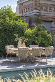 4 Seasons Outdoor Fabrice tuinset latte met Prado tafel met keramisch blad in barrelvorm 240 x 105 cm  Tuinset    beige weerbestendig