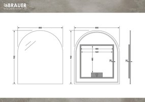 Brauer Ruby Deluxe boogspiegel met verlichting 80x95cm