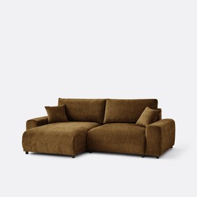 Omkeerbare hoekbank, omvormbaar, met box, in gevlamde chenille, GALENE