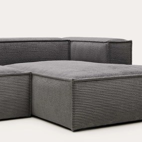 Kave Home Blok Modulaire Hoekbank 300 Cm Ribstof Grijs Chaise Longue Rechts