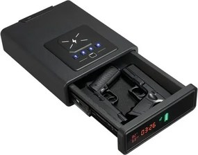 VEVOR Wapenkluis, Pistoolkluis met Vingerafdruk/Wachtwoord/Sleutel &amp; 3-weg Sneltoegangslade, Pistoolkluis met Scherm voor 2 Pistolen en Magazijnen, Draadloos Opladen, Zwart