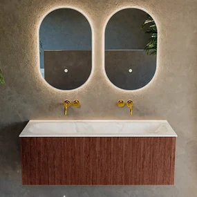 Mondiaz Kurve-dlux 120cm badmeubel ruby met 1 lade en wastafel big large midden zonder kraangat ostra