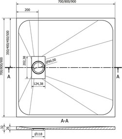 Mexen Hugo vierkante douchebak SMC 90 x 90 cm, wit - 42109090