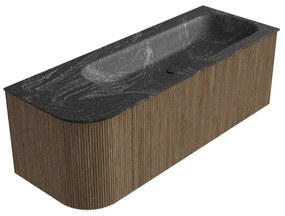 Mondiaz Kurve-dlux 125cm badmeubel ronding links dusk met 1 lade en deur en wastafel big medium rechts zonder kraangat lava
