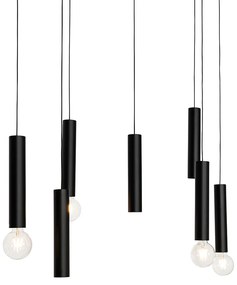 Design hanglamp zwart ovaal 7-lichts - Tuba