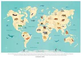Ilustratie World Map Animals, Erik Wintzell