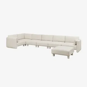 6-delige Modulaire Linkerhoekbank En Poef In Artemisa Bouclé Stof Crèmebeige Boucléstof - Sklum
