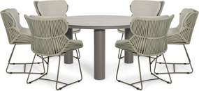 Tuinset Ronde Tuintafel 6 personen 150 cm Rope Taupe  Santika Furniture Santika