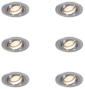 Set van 6 Moderne inbouwspot staal - Rondoo