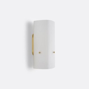 Wandlamp in messing en geribbeld glas, Danny